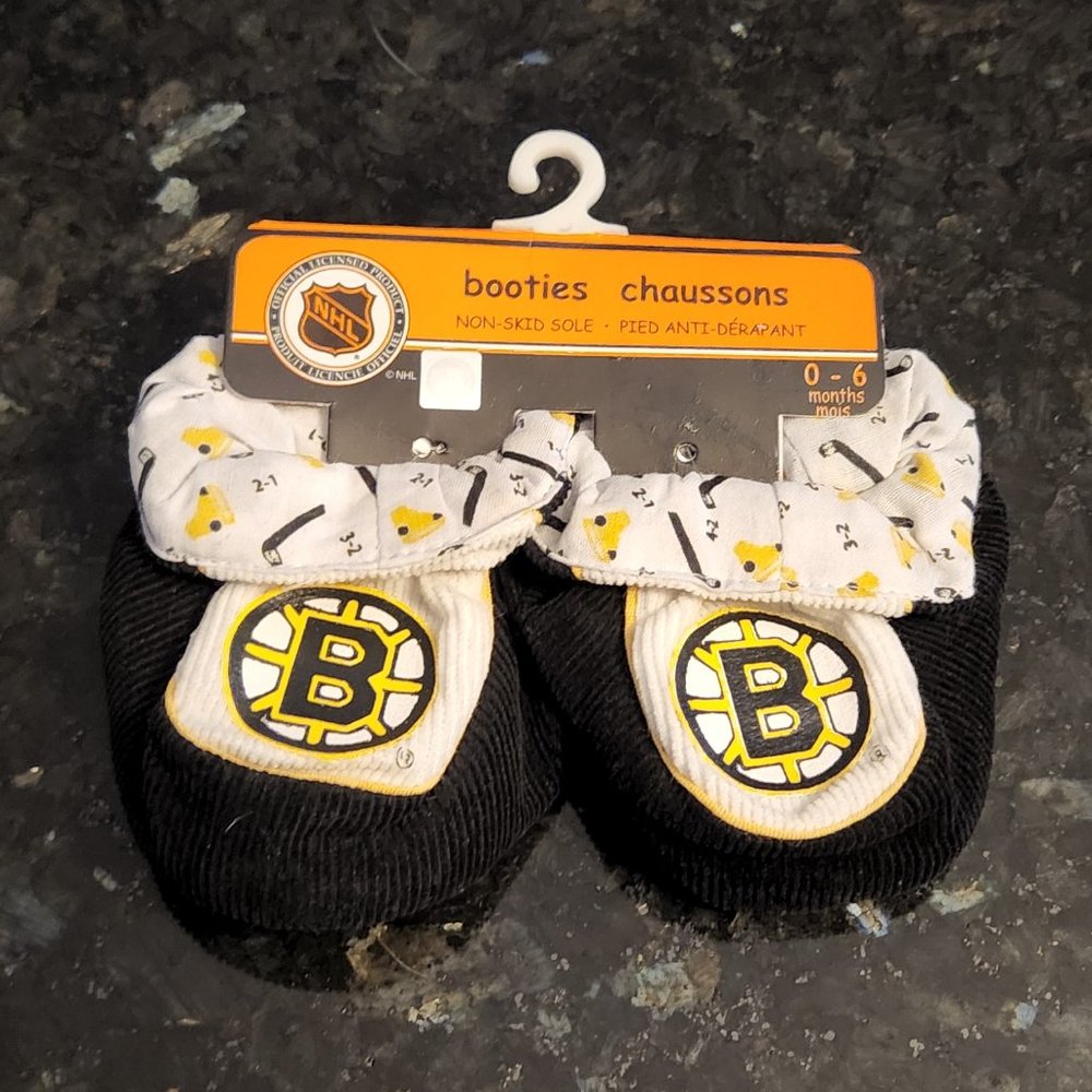 Boston Bruins Booties 0-6 Months 100% Cotton NWT NHL